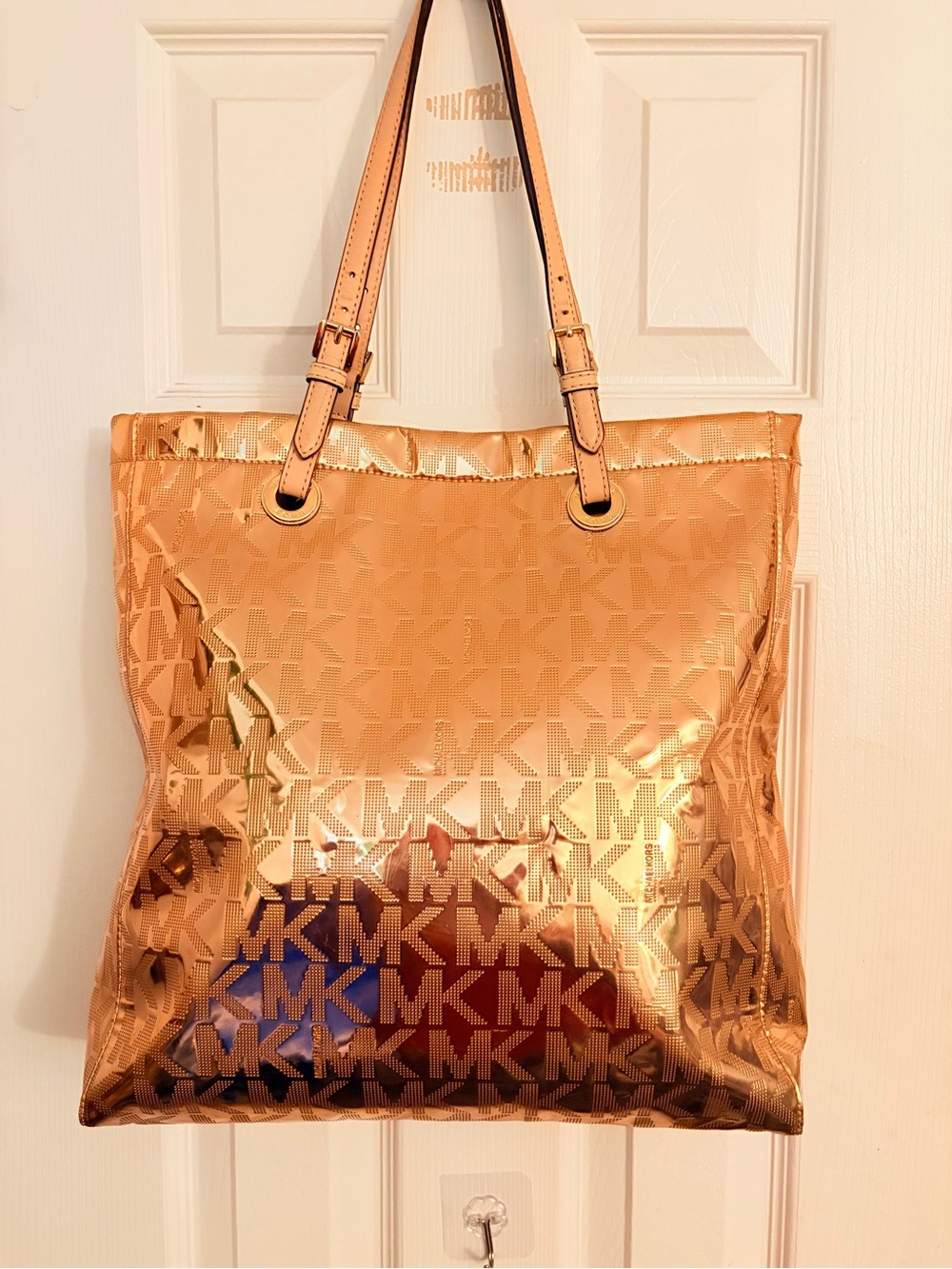 Michael Kors Metallic Gold Logo Tote - Picture 6 of 6